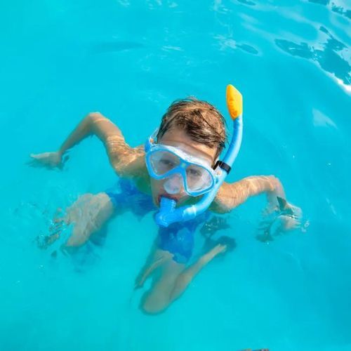 Set de snorkeling pentru copii AQUASTIC Mască + Aripioare + Tub albastru MSFK-01SN