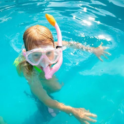 Set de snorkeling pentru copii AQUASTIC Mască + Aripioare + Tub roz MSFK-01SR