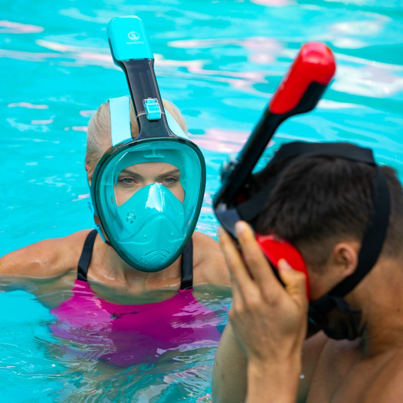 Mască integrală de snorkeling AQUASTIC albastră SMA-01SN 4