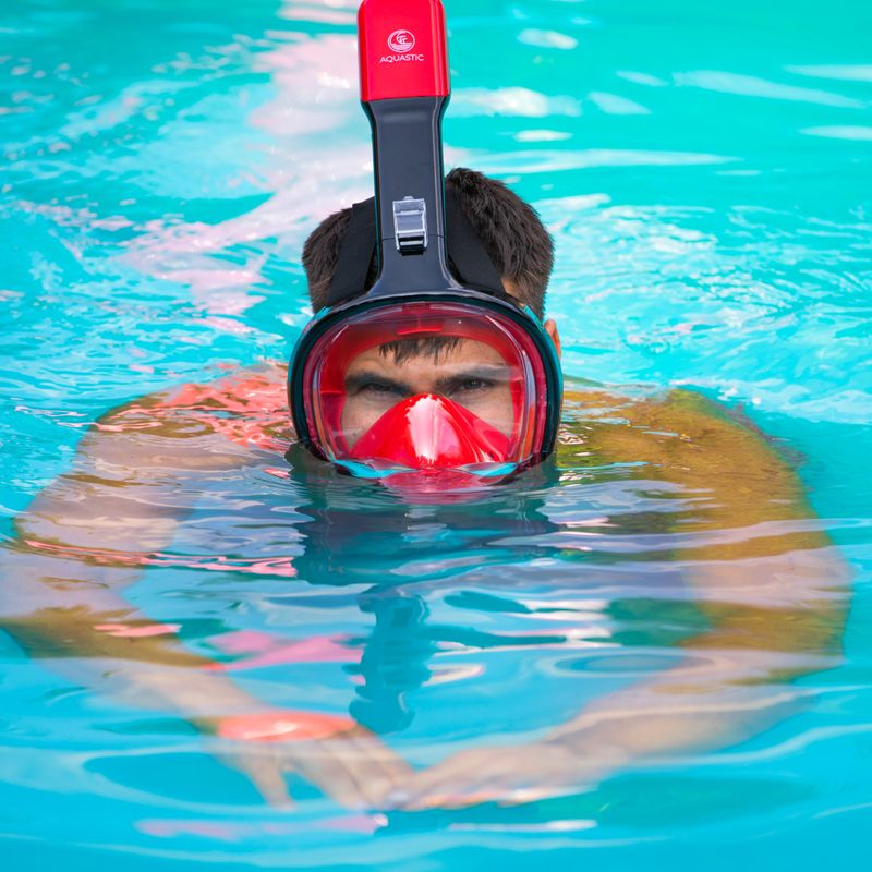 Mască integrală de snorkeling AQUASTIC roșie SMA-01SC 4