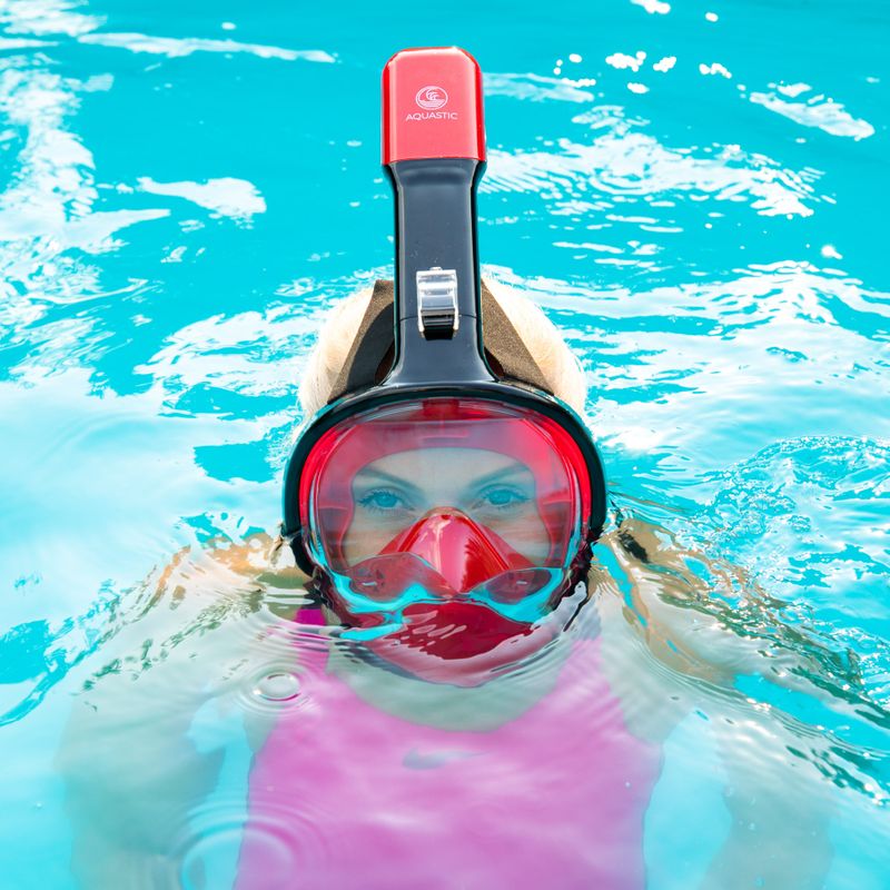 Mască integrală de snorkeling AQUASTIC roșie SMA-01SC 5