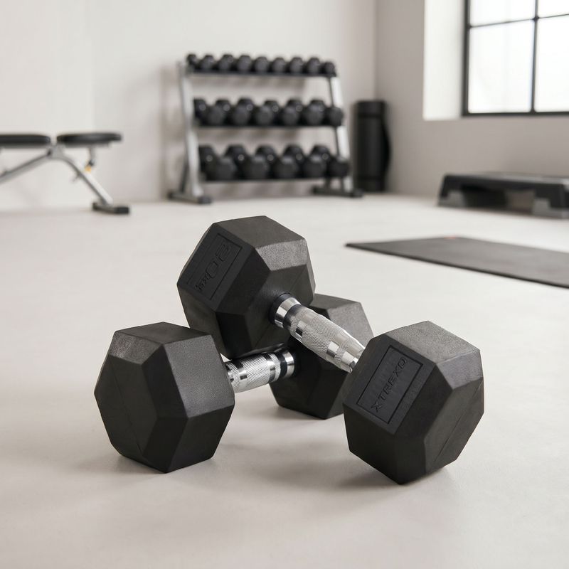 Ganteră cauciucată XTREXO Hex HXD200 20 kg 3