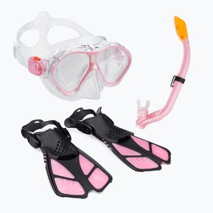 Set de snorkeling pentru copii AQUASTIC Mască + Aripioare + Tub roz MSFK-01SR